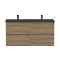 Tiger Karlo Badkamermeubel 120cm Chalet Eik Met Zwart Wastafelblad -Tiger 123 1010