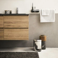 Tiger Karlo Badkamermeubel 120cm Chalet Eik Met Zwart Wastafelblad -Tiger 123 1014