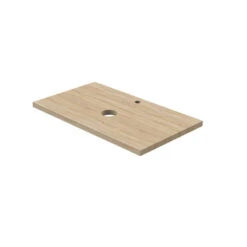 Tiger Maryport Badkamermeubelset 80 Cm Mat Wit Met Licht Eiken Wasblad, Keramische Opzetkom En Matzwarte Grepen -Tiger 123 1040