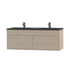 Tiger Helsinki Badkamermeubel 120 Cm Naturel Eiken Met Wastafel Polybeton Zwart -Tiger 123 1047