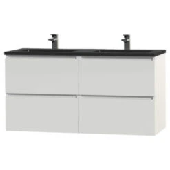 Tiger Karlo Badkamermeubel 120 Cm Hoogglans Wit Met Wastafel Zwart