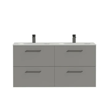 Tiger Badkamermeubel Studio 120cm Matgrijs/mat Wit Met Ronde Greep 1 Tiger Badkamermeubel Studio 120cm Matgrijs/mat Wit Met Ronde Greep