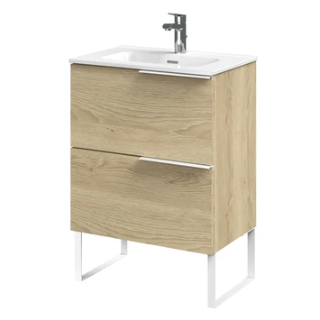 Tiger Badmeubelset Pocket 60 Cm Met 2 Lades Naturel Eik Incl. Looppoten 1 Tiger Badmeubelset Pocket 60 Cm Met 2 Lades Naturel Eik Incl. Looppoten