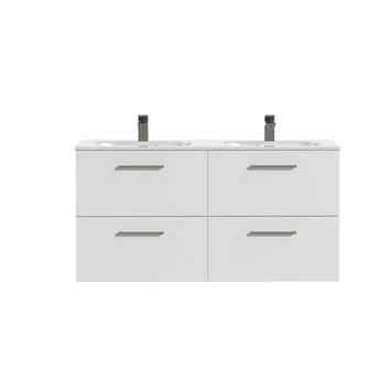 Tiger Studio Badkamermeubel 120cm Hoogglans Wit Met Dubbele Witte Wastafel 2 Tiger Studio Badkamermeubel 120cm Hoogglans Wit Met Dubbele Witte Wastafel - Afbeelding 2