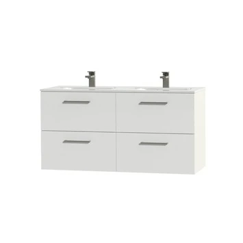 Tiger Studio Badkamermeubel 120cm Hoogglans Wit Met Dubbele Witte Wastafel 3 Tiger Studio Badkamermeubel 120cm Hoogglans Wit Met Dubbele Witte Wastafel - Afbeelding 3