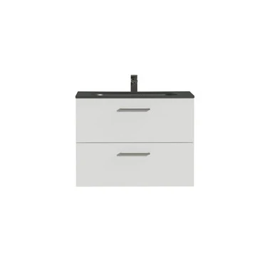 Tiger Badkamermeubel Studio 80cm Hooggglans Wit/matzwart Met RVS Greep 2 Tiger Badkamermeubel Studio 80cm Hooggglans Wit/matzwart Met RVS Greep - Afbeelding 2