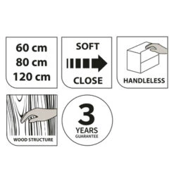 Tiger Reverse Meubelset 80 Cm Met 2 Lades Chalet Eik / Mat Zwart Inclusief Quadro Wastafel Mat Zwart -Tiger 123 1376