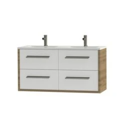 Tiger Badkamermeubel Boston 120cm Chalet Eik/wit Met Grepen RVS -Tiger 123 1393