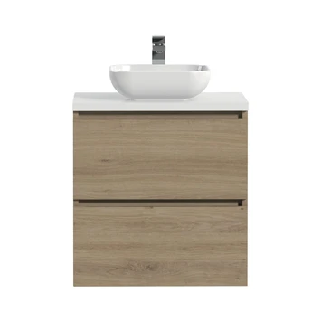 Tiger Karlo Badkamermeubelset 60 Cm Chalet Eik Met Wit Houten Wasblad En Glanzend Witte Keramische Waskom 2 Tiger Karlo Badkamermeubelset 60 Cm Chalet Eik Met Wit Houten Wasblad En Glanzend Witte Keramische Waskom - Afbeelding 2