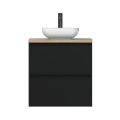 Tiger Karlo Badkamermeubel 60cm Mat Zwart Met Eiken Wasblad En Keramische Waskom -Tiger 123 1460