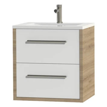 Tiger Badkamermeubel Boston 60 Cm Chalet Eik Met Polybeton Wastafel Wit En Ronde Grepen RVS 3 Tiger Badkamermeubel Boston 60 Cm Chalet Eik Met Polybeton Wastafel Wit En Ronde Grepen RVS - Afbeelding 3