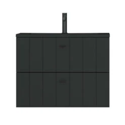 Tiger Maryport Badkamermeubelset 80 Cm Mat Zwart Met Matzwarte Polybeton Wastafel En Matzwarte Grepen -Tiger 123 1514