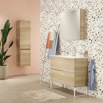 Tiger Badmeubelset Pocket 100 Cm Met 2 Lades Naturel Eik Incl. Looppoten 2 Tiger Badmeubelset Pocket 100 Cm Met 2 Lades Naturel Eik Incl. Looppoten - Afbeelding 2