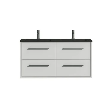 Tiger Badkamermeubel Boston 120cm Hoogglans Wit/matzwart Met Grepen Chroom 1 Tiger Badkamermeubel Boston 120cm Hoogglans Wit/matzwart Met Grepen Chroom