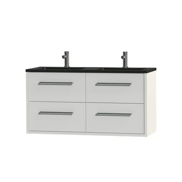 Tiger Badkamermeubel Boston 120cm Hoogglans Wit/matzwart Met Grepen Chroom 3 Tiger Badkamermeubel Boston 120cm Hoogglans Wit/matzwart Met Grepen Chroom - Afbeelding 3