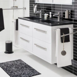 Tiger Badkamermeubel Boston 120cm Hoogglans Wit/matzwart Met Grepen Chroom 7 Tiger Badkamermeubel Boston 120cm Hoogglans Wit/matzwart Met Grepen Chroom -Tiger 123 1544