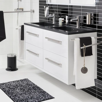 Tiger Badkamermeubel Boston 120cm Hoogglans Wit/matzwart Met Grepen Chroom 4 Tiger Badkamermeubel Boston 120cm Hoogglans Wit/matzwart Met Grepen Chroom - Afbeelding 4