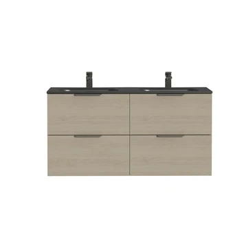 Tiger Badkamermeubel Studio 120cm Naturel Eik/matzwart Met Platte RVS Greep 2 Tiger Badkamermeubel Studio 120cm Naturel Eik/matzwart Met Platte RVS Greep - Afbeelding 2