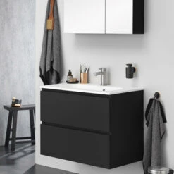 Tiger Badkamermeubel Karlo 60 Cm Mat Zwart Met Witte Wastafel -Tiger 123 1578