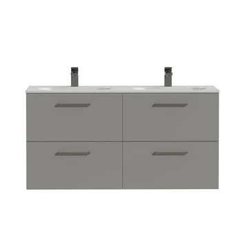 Tiger Badkamermeubel Studio 120cm Matgrijs/mat Wit Met Vierkante Greep 1 Tiger Badkamermeubel Studio 120cm Matgrijs/mat Wit Met Vierkante Greep