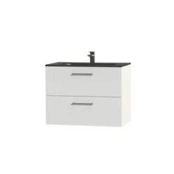 Tiger Badkamermeubel Studio 80cm Hoogglans Wit/matzwart Met Ronde RVS Greep 5 Tiger Badkamermeubel Studio 80cm Hoogglans Wit/matzwart Met Ronde RVS Greep -Tiger 123 1642