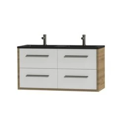 Tiger Badkamermeubel Boston 120cm Chalet Eik/matzwart Met Grepen RVS -Tiger 123 1653