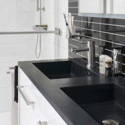 Tiger Karlo Badkamermeubel 120 Cm Mat Zwart Met Zwarte Wastafel -Tiger 123 1714