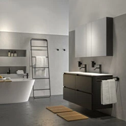 Tiger Karlo Badkamermeubel 120 Cm Mat Zwart Met Zwarte Wastafel -Tiger 123 1717