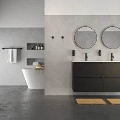 Tiger Karlo Badkamermeubel 120 Cm Mat Zwart Met Zwarte Wastafel -Tiger 123 1718