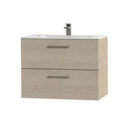 Tiger Badkamermeubel Studio 80cm Naturel Eik/wit Met Ronde RVS Greep -Tiger 123 1725