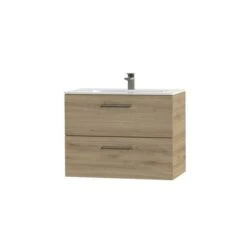 Tiger Badkamermeubel Studio 80cm Chalet Eik/wit Met Ronde RVS Greep 5 Tiger Badkamermeubel Studio 80cm Chalet Eik/wit Met Ronde RVS Greep -Tiger 123 1750