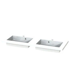 Tiger Reverse Meubelset 120 Cm Met 2 Lades Naturel Eik / Mat Wit Inclusief Quadro Wastafel Dubbel Hoogglans Wit -Tiger 123 1770