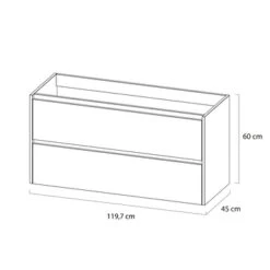 Tiger Reverse Meubelset 120 Cm Met 2 Lades Naturel Eik / Mat Wit Inclusief Quadro Wastafel Dubbel Hoogglans Wit -Tiger 123 1773