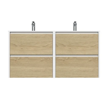 Tiger Reverse Meubelset 2x60 Cm Met 4 Lades Naturel Eik / Mat Wit Inclusief 2 Oval Wastafels Hoogglans Wit 2 Tiger Reverse Meubelset 2x60 Cm Met 4 Lades Naturel Eik / Mat Wit Inclusief 2 Oval Wastafels Hoogglans Wit - Afbeelding 2