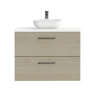 Tiger Badkamermeubel Studio 80cm Naturel Eik/witte Waskom Met Vierkante Greep 1 Tiger Badkamermeubel Studio 80cm Naturel Eik/witte Waskom Met Vierkante Greep