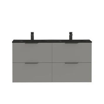 Tiger Badkamermeubel Studio 120cm Matgrijs/mat Zwart Met Profielgrepen 1 Tiger Badkamermeubel Studio 120cm Matgrijs/mat Zwart Met Profielgrepen