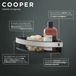 Tiger Hoekdouchemand Cooper 21 Cm RVS/zwart -Tiger 123 1876