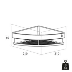 Tiger Hoekdouchemand Cooper 21 Cm RVS/zwart -Tiger 123 1877