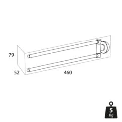 Tiger 2-armig Handdoekrek Cooper RVS/zwart -Tiger 123 1958