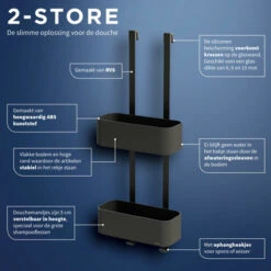 Tiger Doucherek Ophangbaar 2-store 25cm Zwart -Tiger 123 1978