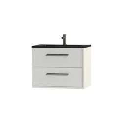 Tiger Badkamermeubel Boston 80cm Hoogglans Wit/matzwart Met RVS Grepen -Tiger 123 242