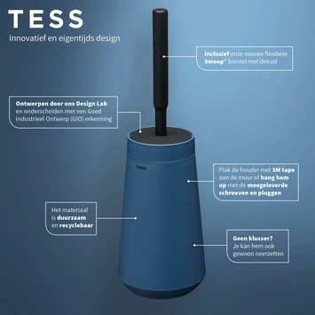 Tiger Toiletborstelhouder TESS Met Swoop Borstel Flexibel Blauw/zwart 8 Tiger Toiletborstelhouder TESS Met Swoop Borstel Flexibel Blauw/zwart - Afbeelding 8