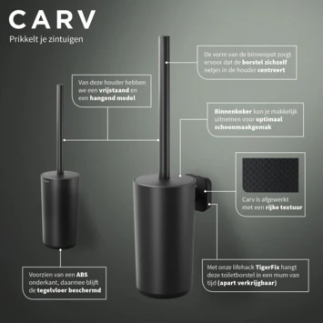Tiger Carv Toiletborstel Met Houder Zwart 5 Tiger Carv Toiletborstel Met Houder Zwart - Afbeelding 5
