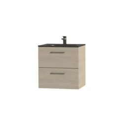 Tiger Badkamermeubel Studio 60cm Naturel Eik/matzwart Met RVS Greep -Tiger 123 307