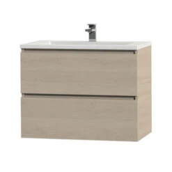 Tiger Karlo Badkamermeubel 80 Cm Naturel Eiken Met Wastafel Hoogglans Wit