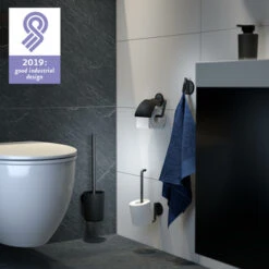 Tiger Tune Toiletrolhouder Met Klep Geborsteld Zwart/mat Zwart -Tiger 123 3372