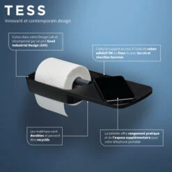 Tiger Toiletrolhouder TESS Met Planchet Zwart/antraciet -Tiger 123 3479