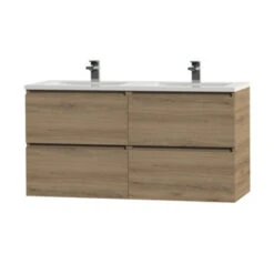 Tiger Karlo Badkamermeubel 120 Cm Chalet Eiken Met Wastafel Hoogglans Wit