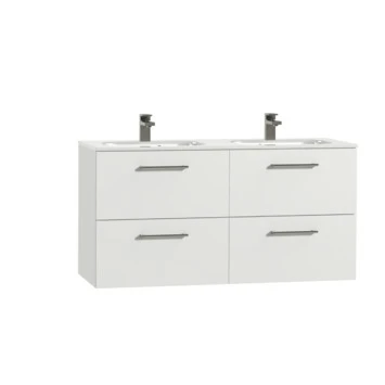 Tiger Badkamermeubel Studio 120cm Hoogglans Wit Met Ronde RVS Greep 2 Tiger Badkamermeubel Studio 120cm Hoogglans Wit Met Ronde RVS Greep - Afbeelding 2