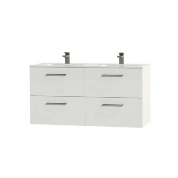 Tiger Badkamermeubel Studio 120cm Hoogglans Wit Met Ronde RVS Greep 3 Tiger Badkamermeubel Studio 120cm Hoogglans Wit Met Ronde RVS Greep - Afbeelding 3